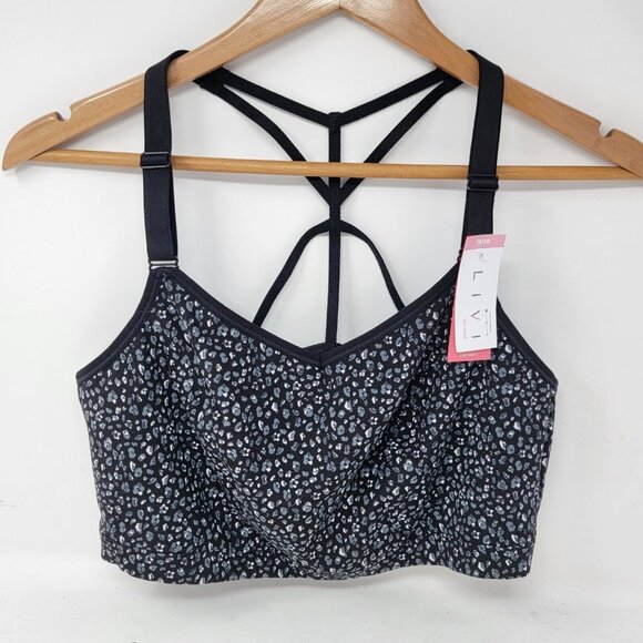 NEW Livi Soft No Wire Low Impact Black / White Sports Bra‎ Women's 18/20 - Picture 1 of 5